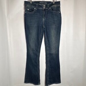Gemma Rae Women Dark Wash Embroidered Sequin Bootcut Jeans‎ Blue Size 15